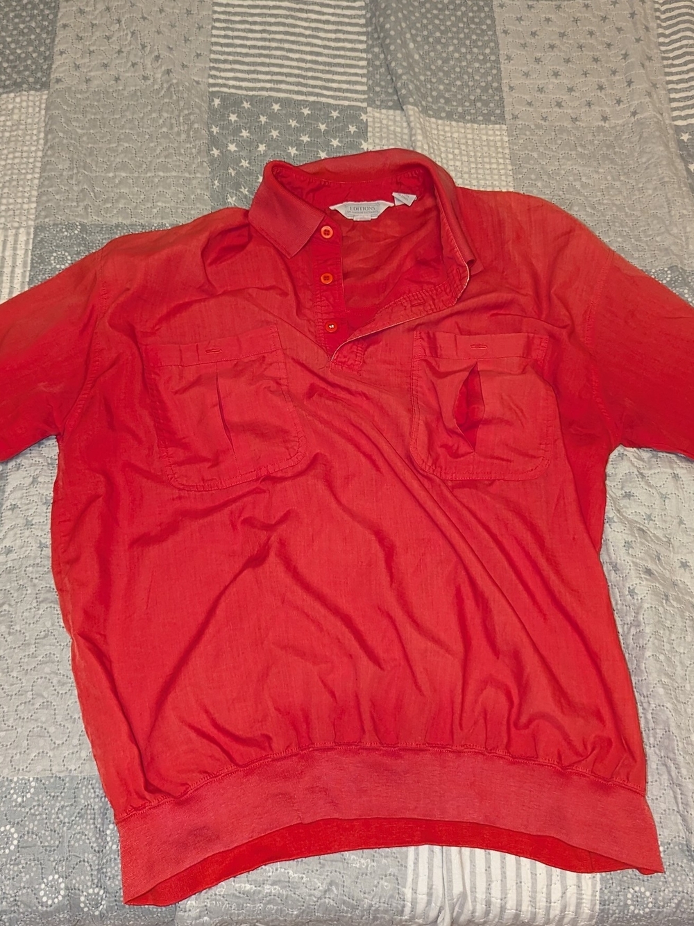 Vintage Editions George Richards Red Polo Button Up Short Sleeve Shirt 1X
